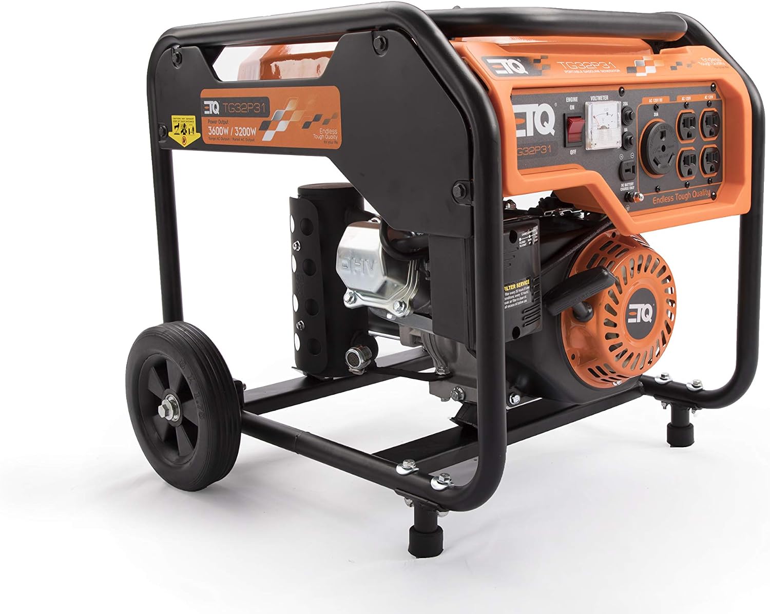 ETQ Tough Quality 2000/3600Watt Portable Generator - Extremely Quiet - CARB Compliant (3600W gas-powered)