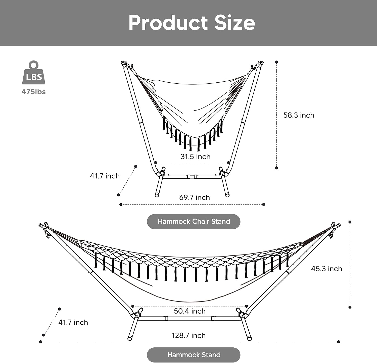SUNCREAT 2-in-1 Convertible Portable Double Hammock with Stand Included, Outdoor Hammock and Stand, Patented, Natural Tassel