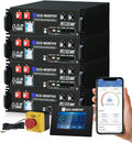 ECO-WORTHY 48V 400Ah 20.48kWh LiFePO4 Solar Battery, UL1973 & UL9540A & CEC Listed, 4 Pack 48V 100AH Server Rack Battery with Bluetooth for Solar Energy Storage, Home Backup Power