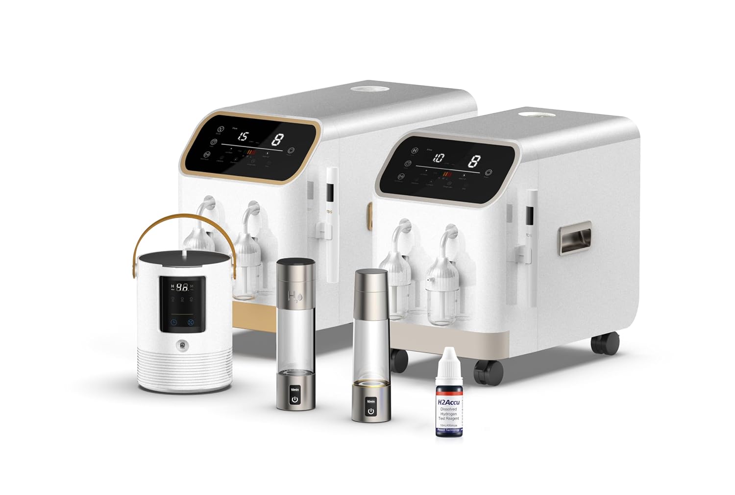3-in-1 Hydrogen Inhalation Machine 240mL & Hydrogen Water Generator, 99.996% Ultra-Pure, Latest SPE/PEM Ionizer with Platinum Electrodes, 4-Hour Night Mode, Portable for Home, Travel, Car Use