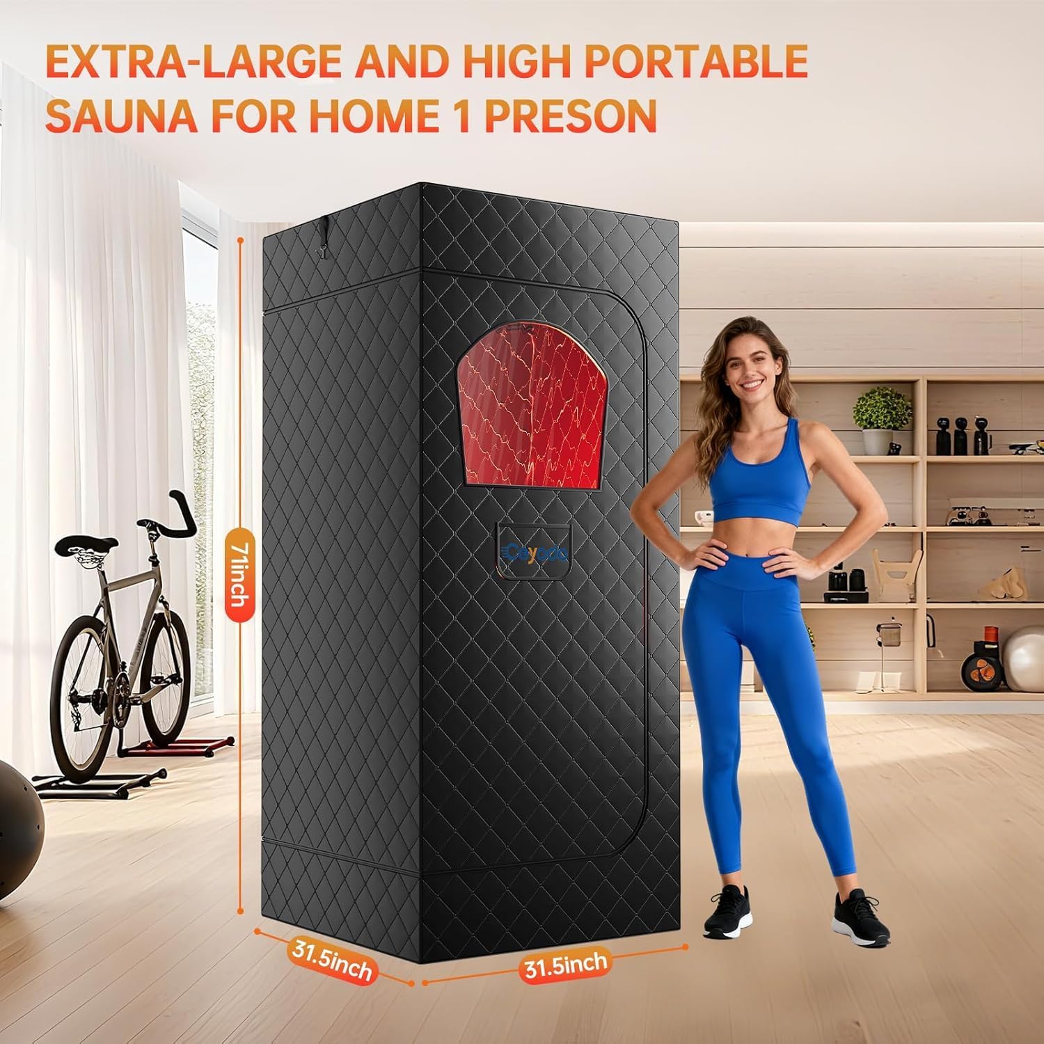 Infrared Sauna Box, Portable Sauna with 660nm Red Light Therapy & 850nm,5-Layer Waterproof, 3L 1300W Steamer,Folding Chair,for Home Sauna Spa Personal Saunas Tent Indoor Outdoor