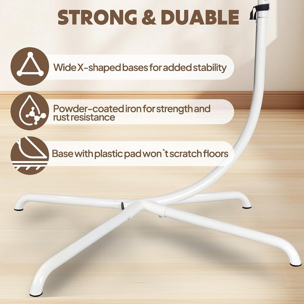 Chihee Hanging Egg Chair Stand,Strong Iron Hammock Chairs Frame with Spring Hook Stable Base,Heavy Duty Swing Chair Stands 330 lbs,C Stand for Hanging Seat Indoor Outdoor Bedroom Patio Garden Balcony