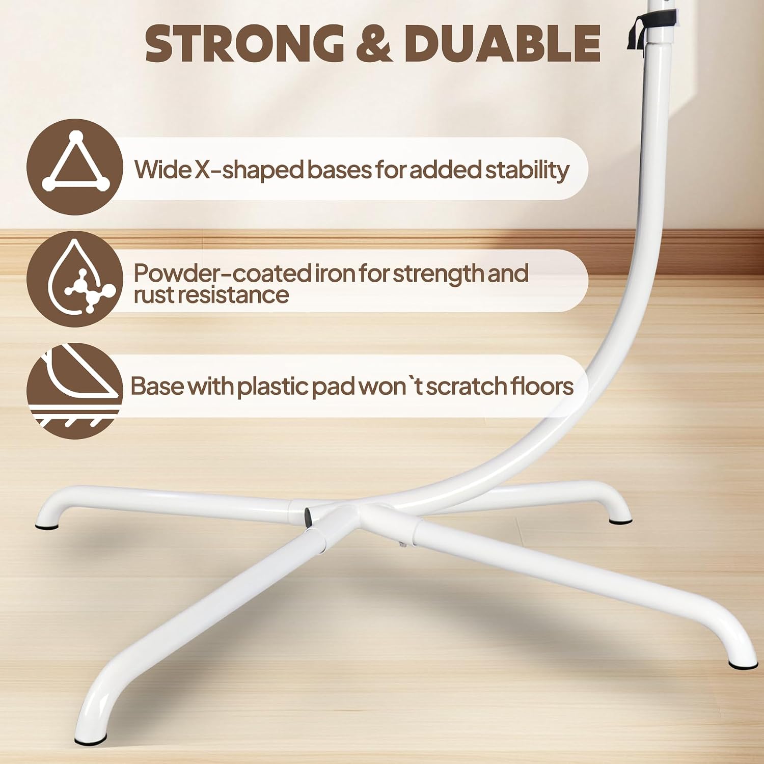 Chihee Hanging Egg Chair Stand,Strong Iron Hammock Chairs Frame with Spring Hook Stable Base,Heavy Duty Swing Chair Stands 330 lbs,C Stand for Hanging Seat Indoor Outdoor Bedroom Patio Garden Balcony