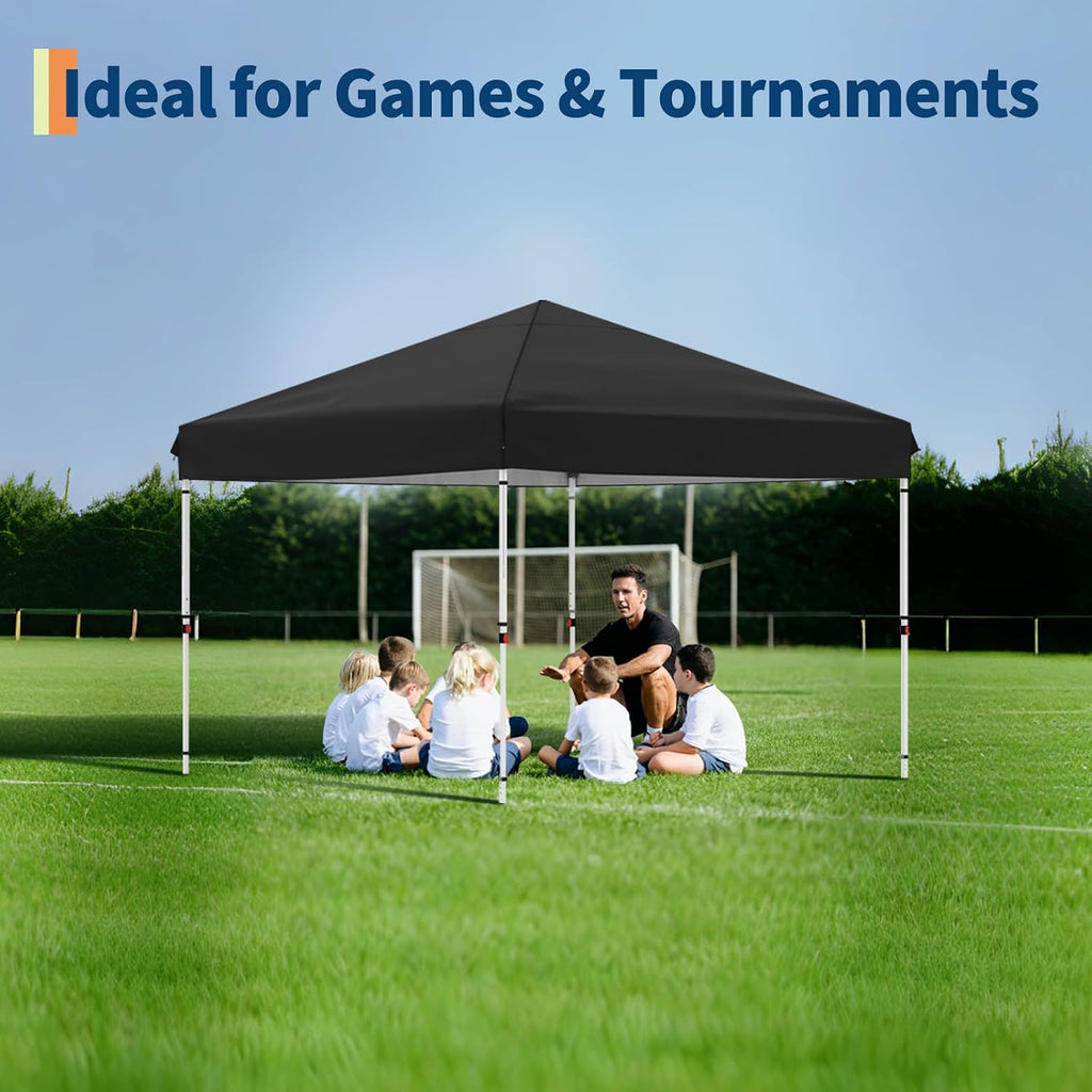 10x10FT Instant Pop Up Canopy Tent with 1 Side Wall, Heavy Duty Canopy Set, Waterproof and UV Protected Tailgate Tent for Outdoor Events (Black)
