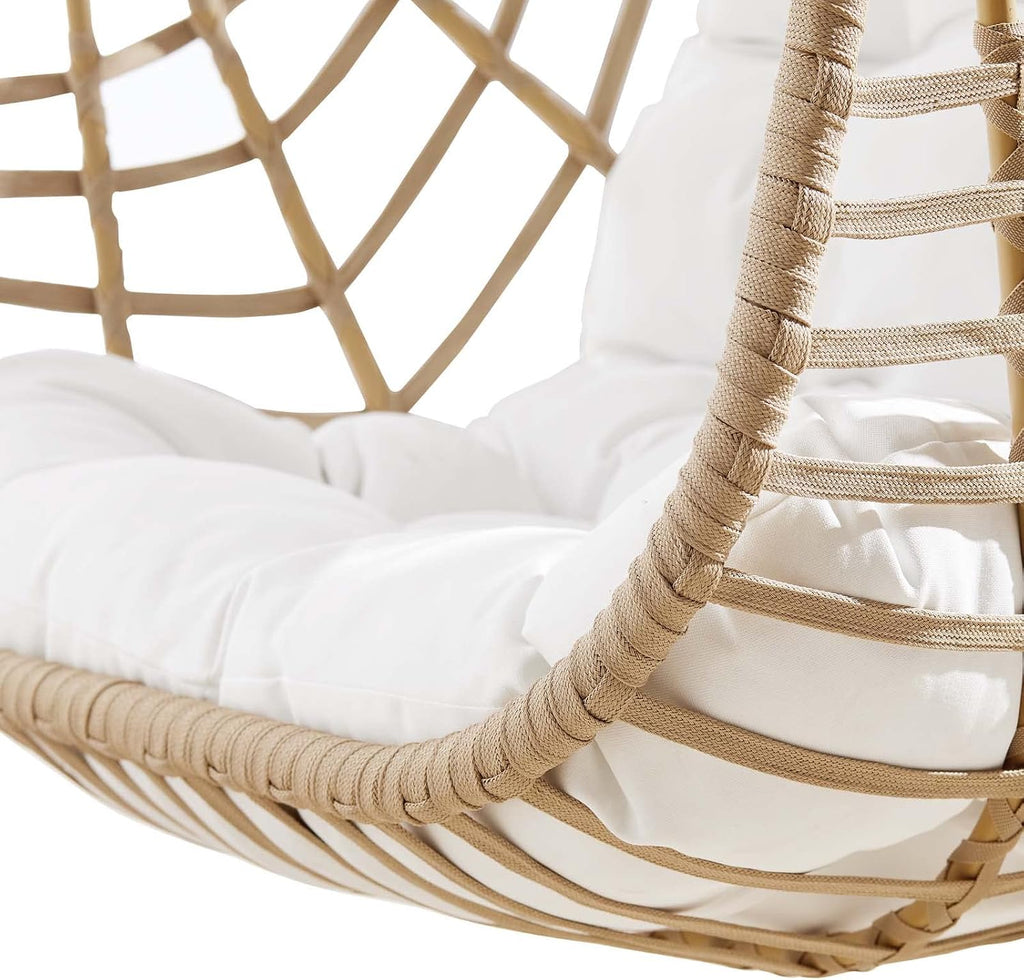 Amalie Wicker Rattan Outdoor Patio Rattan Swing Chair in Natural White