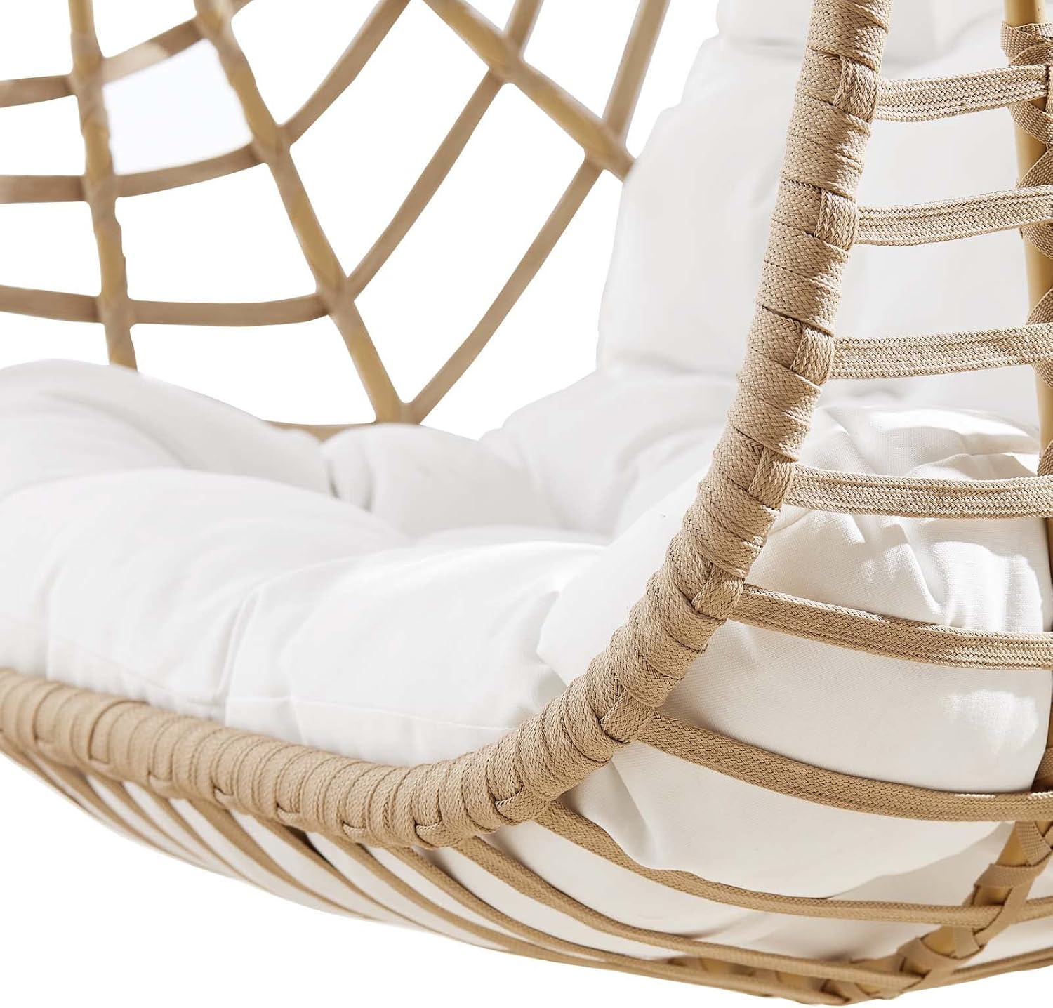 Amalie Wicker Rattan Outdoor Patio Rattan Swing Chair in Natural White