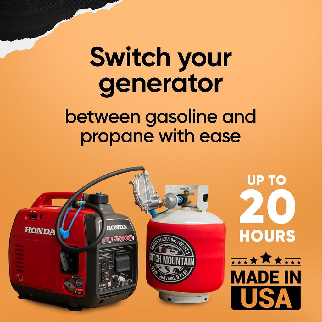 Hutch Mountain Generator Propane Conversion Kit Honda EU2000i - Dual-Fuel Conversion for Propane & Gasoline - Portable Generator Backup Kit for Home Emergencies, Camping, and RVs