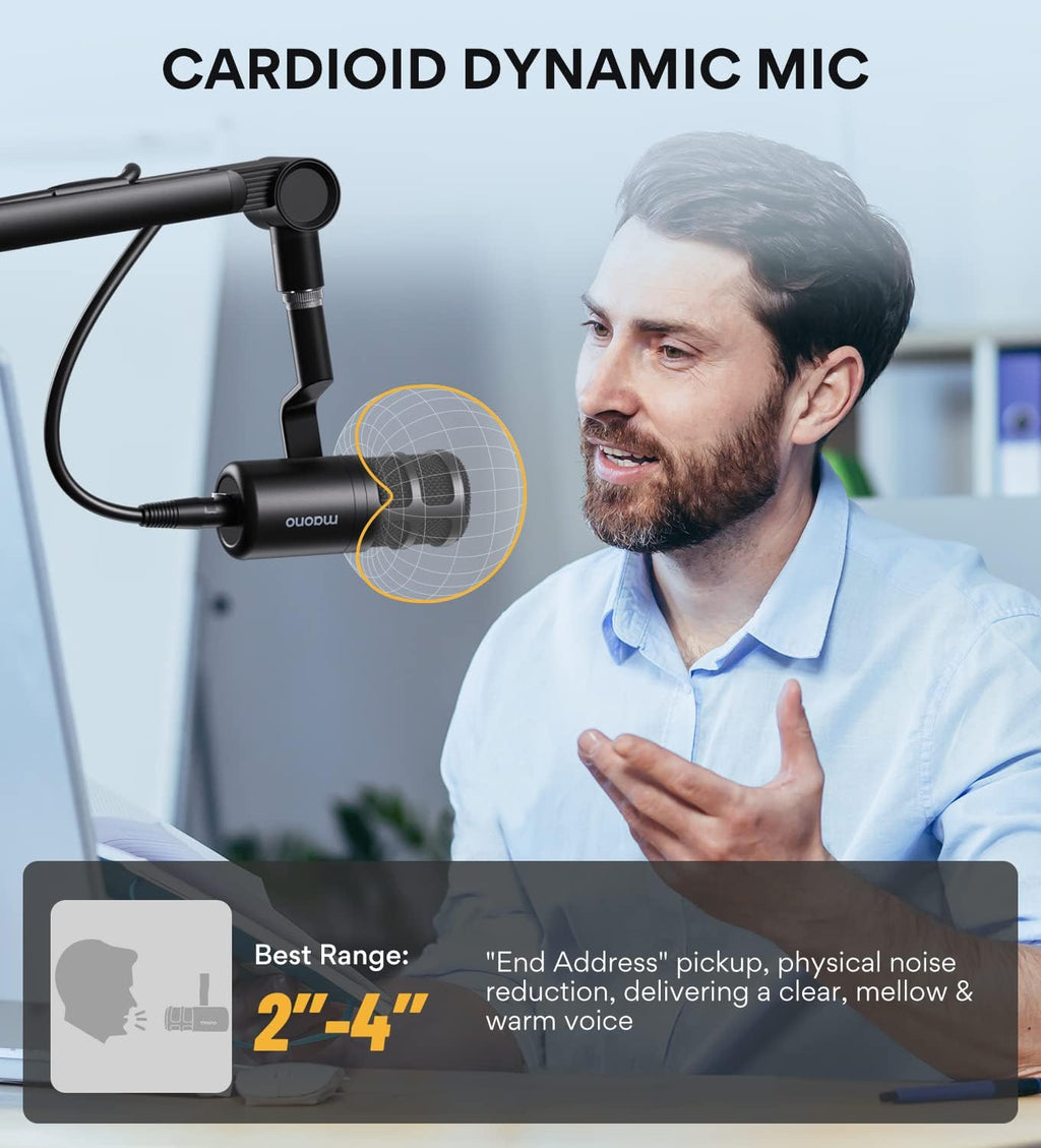 MAONO Gaming Podcast Equipment: Gaming Mixer with Dynamic Mic and 3.5 mm Monitor Headphones for Gamer, Youtuber, Podcaster