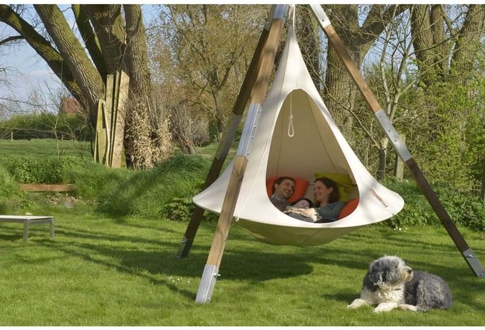 Double Cacoon Hanging Chair for Two – Cozy Indoor/Outdoor Hammock with Polyester Canvas, 440 lb Capacity, Includes 18ft Rope & Carabiner (Turquoise)