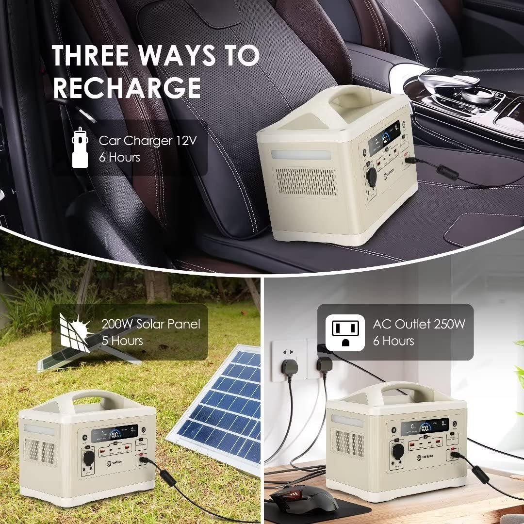 RAINBOW Portable Power Station 700W, 537Wh Backup LiFePO4 Battery, Solar Generator for Outdoor Camping, 3 x 110V/700W(Peak 1400W) AC Outlets, Quick Charge for Home, Hiking