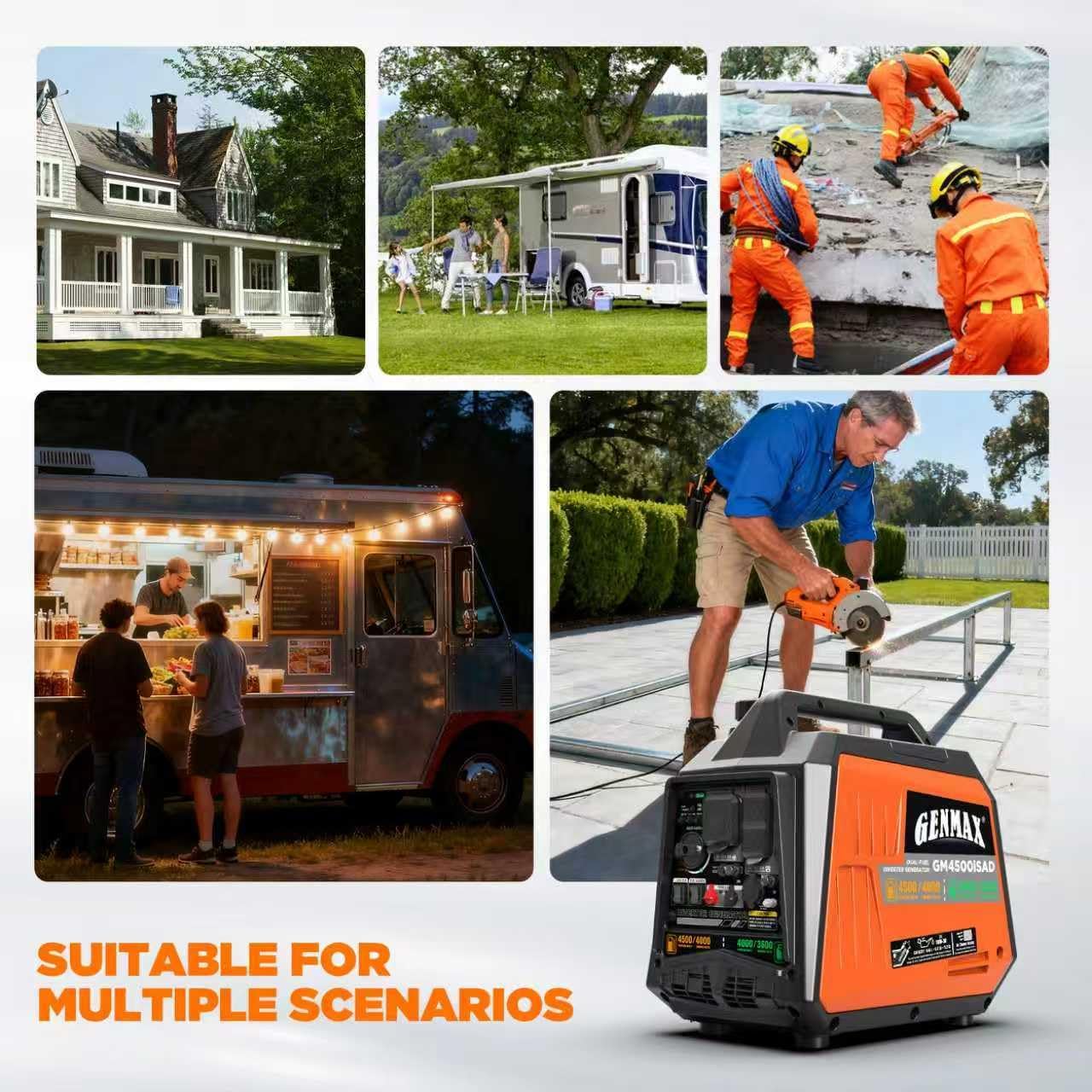 GENMAX 4500W Peak Dual-Fuel Silent Inverter Generator （2026 Model） - Ultra-Lightweight with CO Detector, EPA Compliant, Ideal for Home Backup & Outdoor Camping (GM4500iSAD)