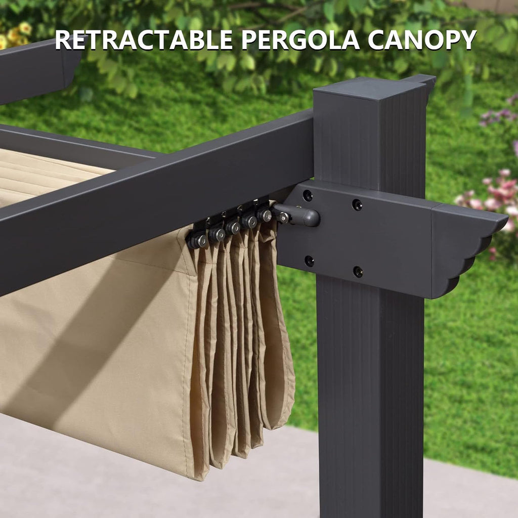 Pergola Shade Cover Replacement Canopy Top Compatible with 10 X 12 ft 6-Bar Pergola Frames - Beige (Canopy Size 116' W x 120' L, Canopy Top Only)
