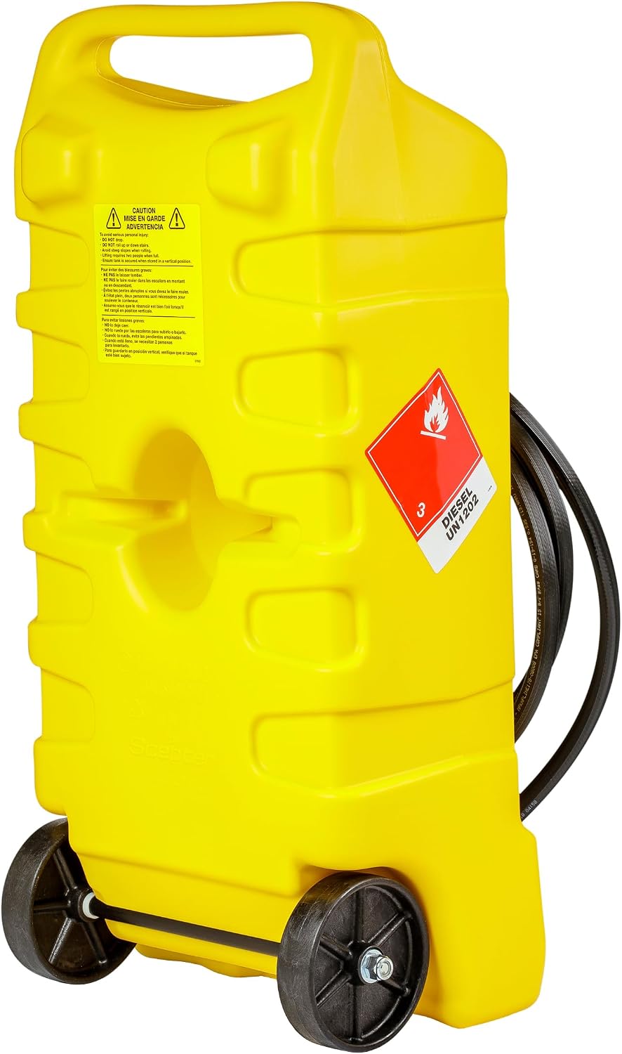 Scepter Duramax 14 Gallon Wheeled Utility Transfer Tank with Spout Pump, Yellow – Portable Rolling Container w/ 10-Foot Hose for Mowers, Generators, Marine Use, Off-Road Vehicles & Power Equipment