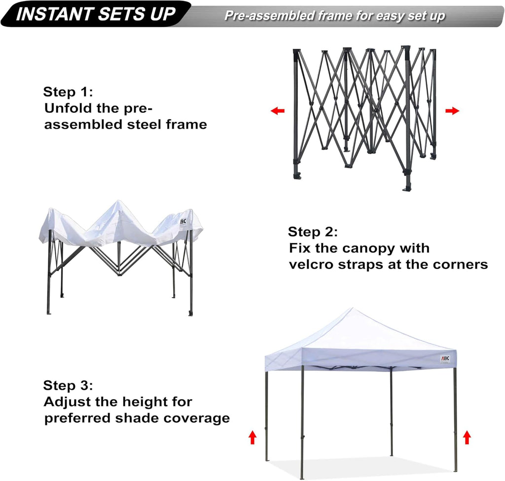 ABCCANOPY Patio Pop Up Canopy Tent 10x10 Commercial-Series (White)