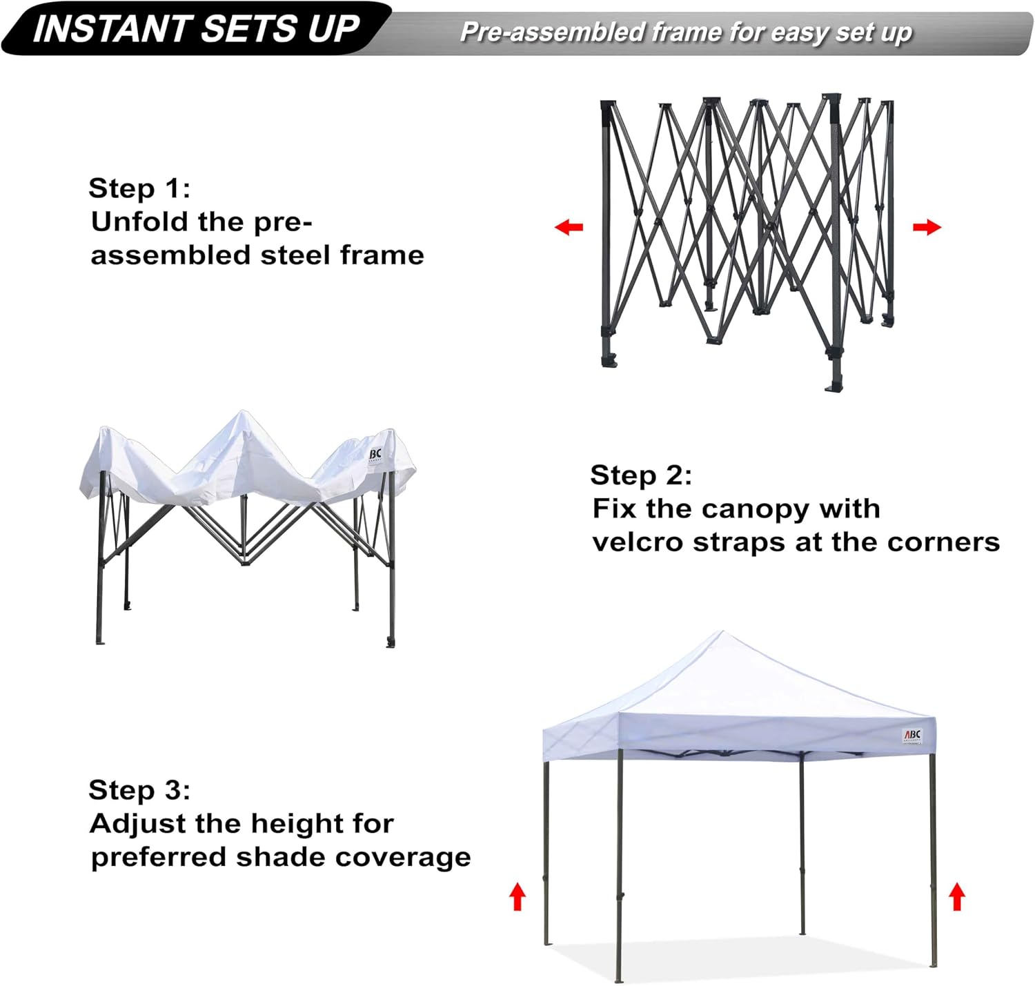 ABCCANOPY Patio Pop Up Canopy Tent 10x10 Commercial-Series (White)