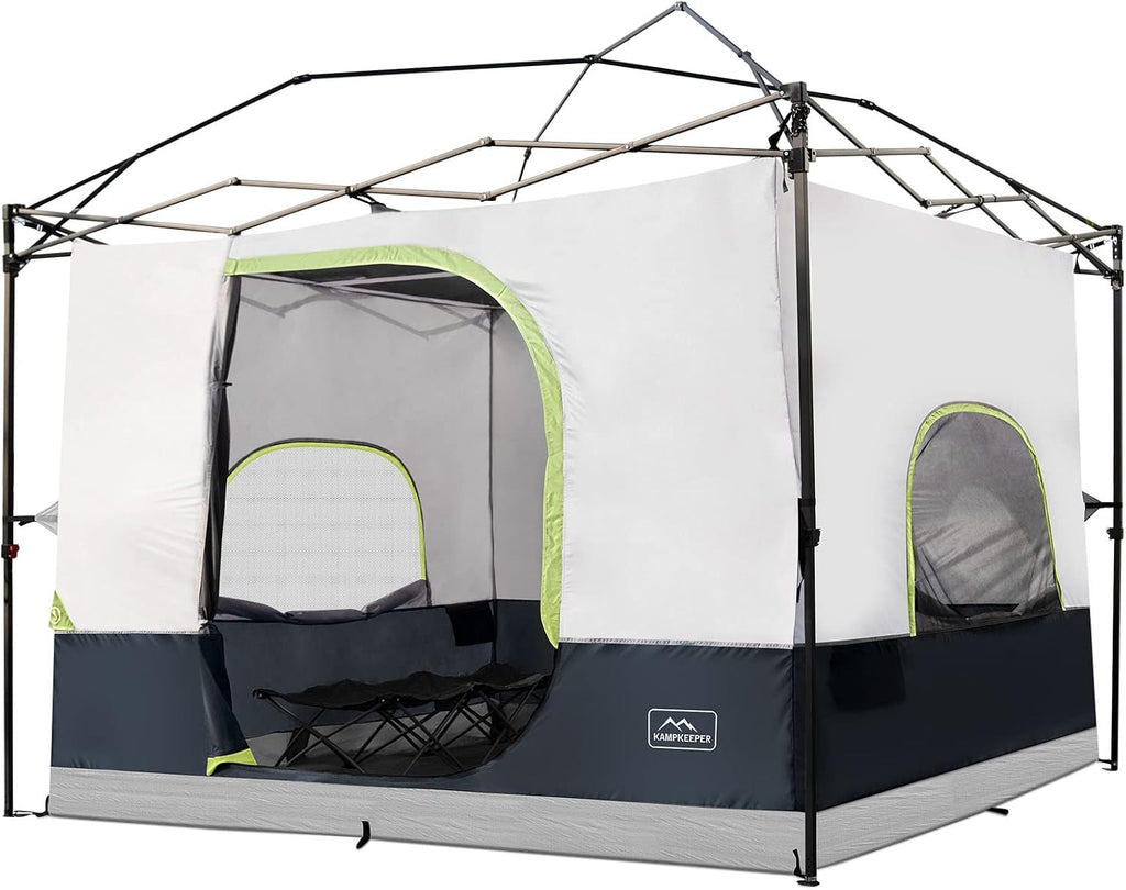 KAMPKEEPER Camping Inner Tent for Pop Up Canopy, Converts 10'x10' Straight Leg Canopy into Camping Tent–Fully Vented Roof(Top & Frame NOT Included) (Black, Classic)