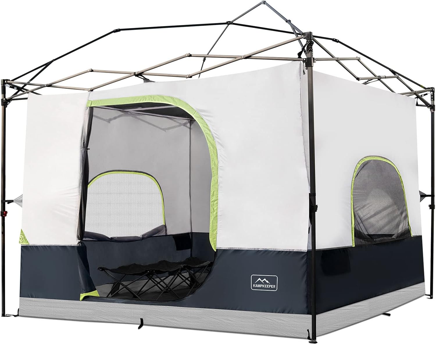 KAMPKEEPER Camping Inner Tent for Pop Up Canopy, Converts 10'x10' Straight Leg Canopy into Camping Tent–Fully Vented Roof(Top & Frame NOT Included) (Black, Classic)