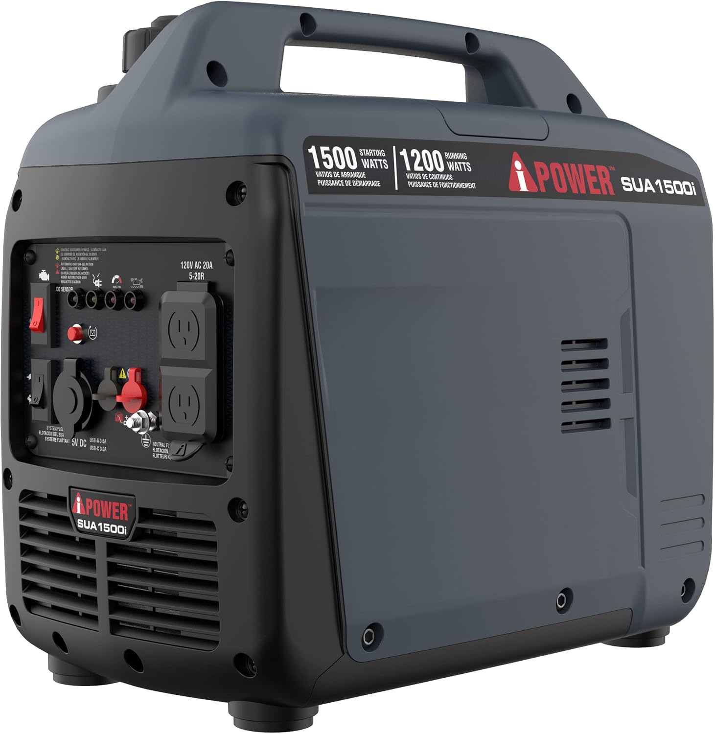 A-iPower 1500 Watt Quiet Portable Inverter Generator Gas Powered, Small Ultra Lightweight Quiet Generator for Camping, Tailgating, Home Backup, Emergency, EPA & CARB Compliant, CO Sensor (SUA1500i)