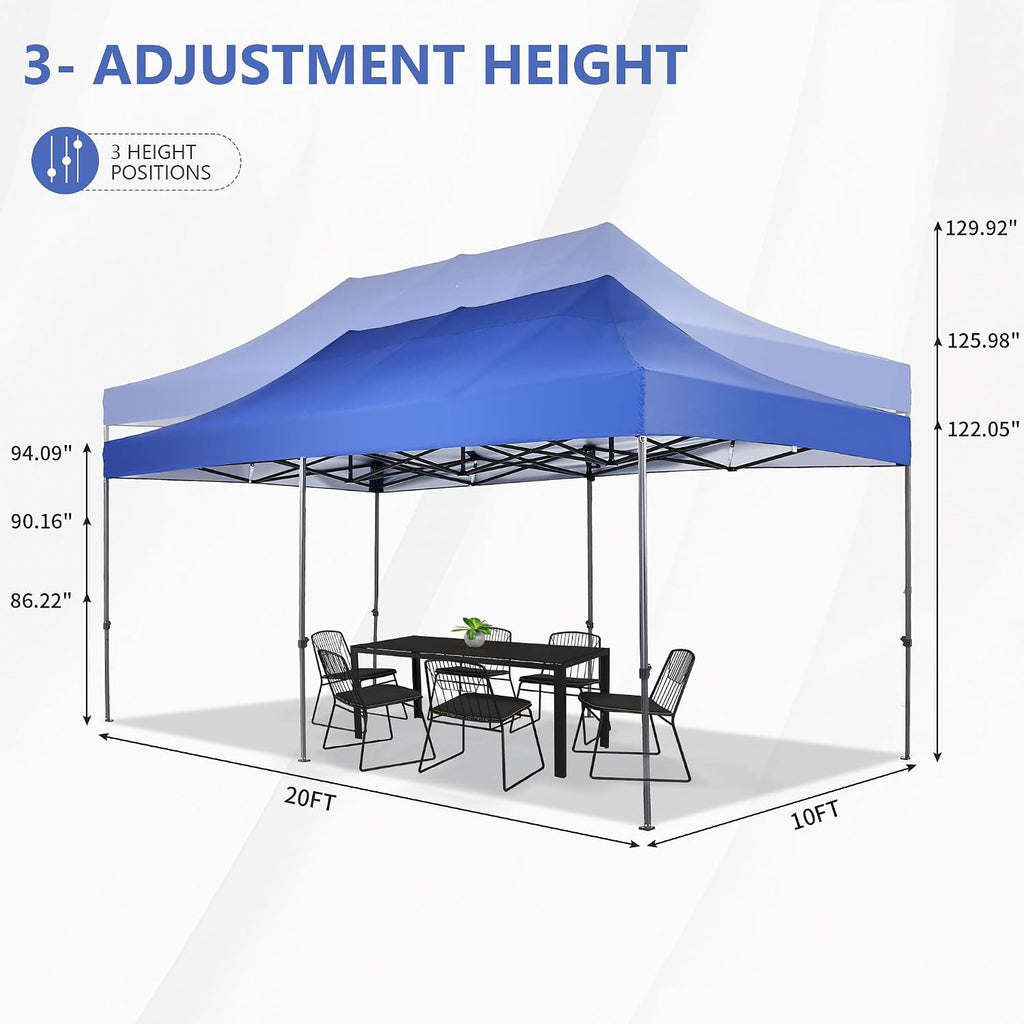 10x20 ft Pop up Canopy Tent, Wonlink Folding Heavy Duty Height Adjustable Shelter Gazebos with Wheeled Bag