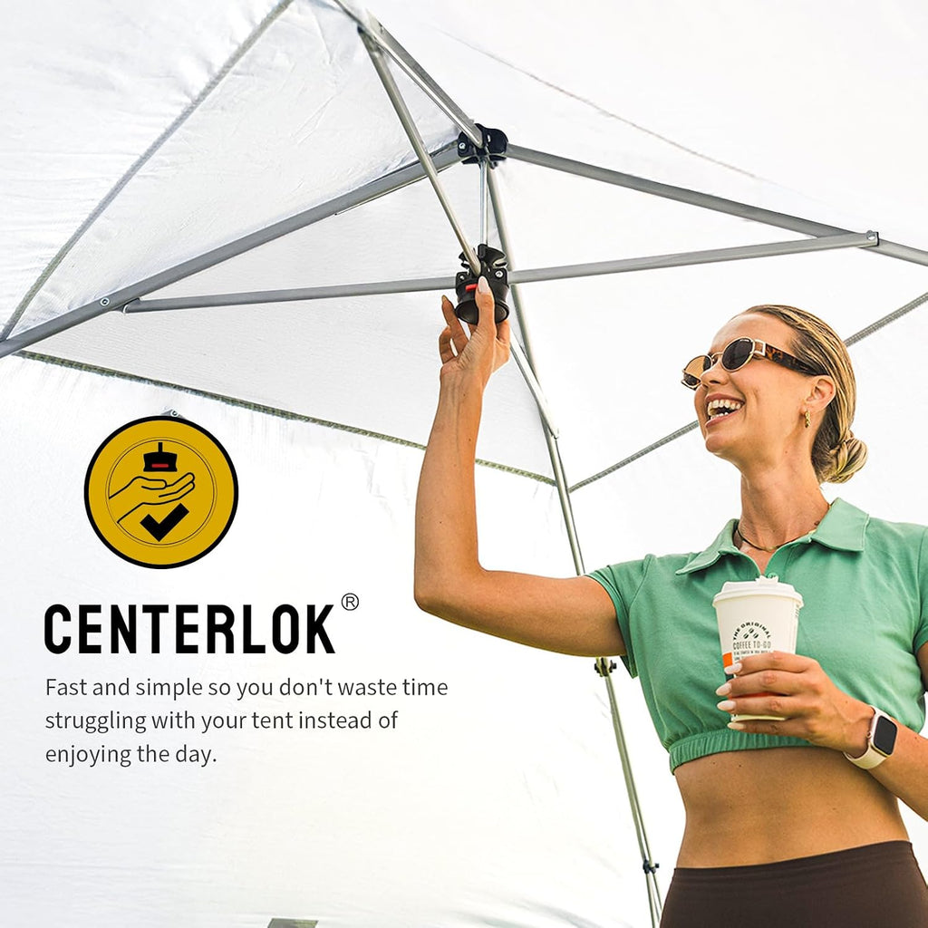 CROWN SHADES 10X10 Commercial Instant Canopy Pop Up Tent with Center Lock, 300D Fabric, 4 Sidewalls, Sto'N Go Bag, Blue