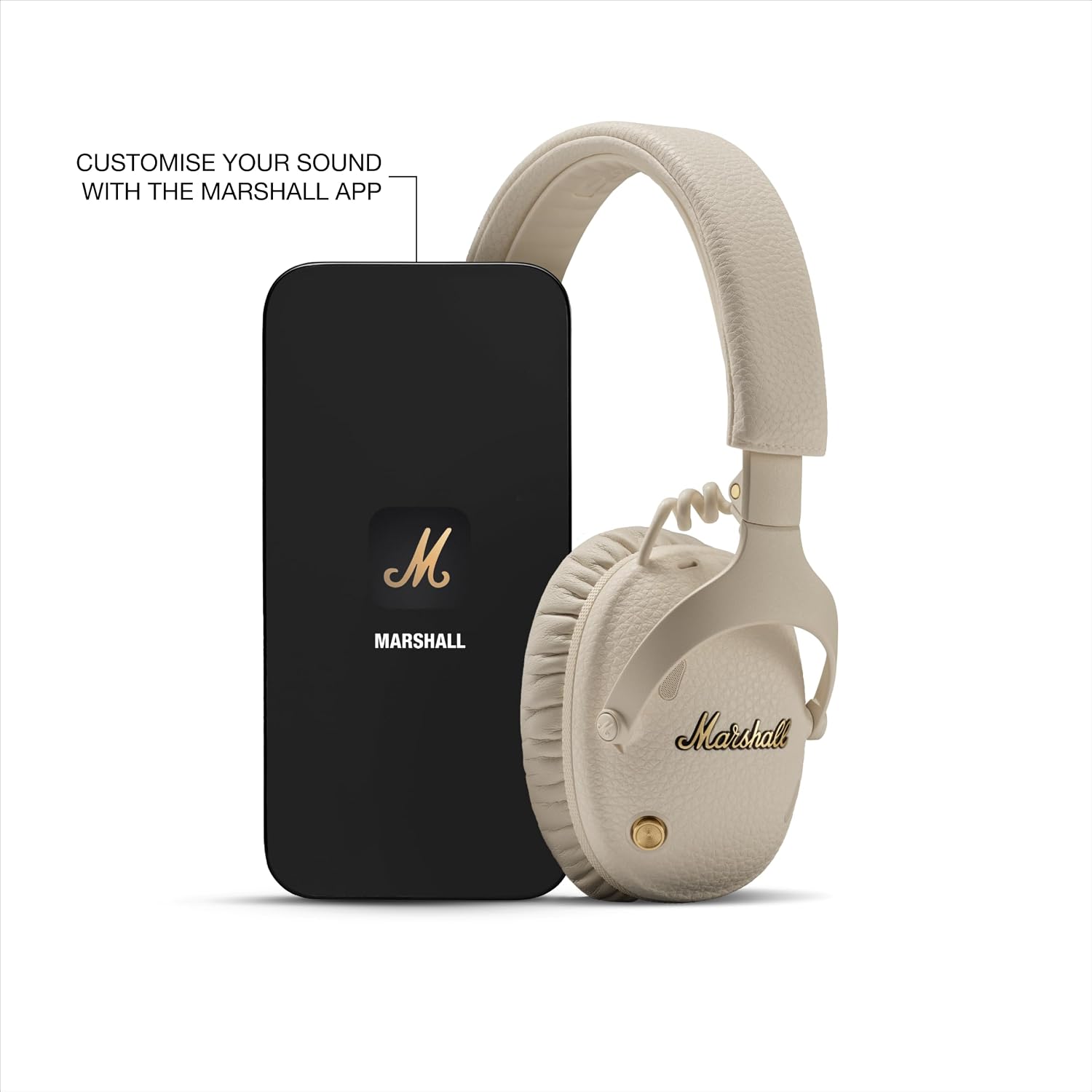 Marshall Monitor III A.N.C. Wireless Over-Ear Bluetooth Headphones - Active Noise Cancelling with Microphone | 100+ Hr Playtime | Lightweight, Foldable Design for Travel - Cream