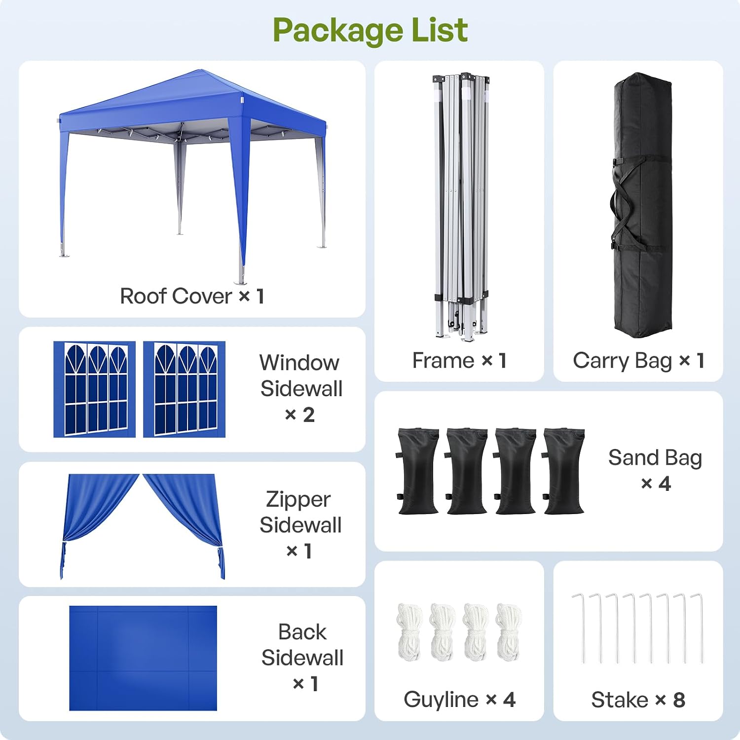 Driftalia 10x10 Pop Up Canopy with Sidewalls, Outdoor Instant Canopy Tent with Carry Bag for Commercial Events, Camping, Backyard Parties - Blue
