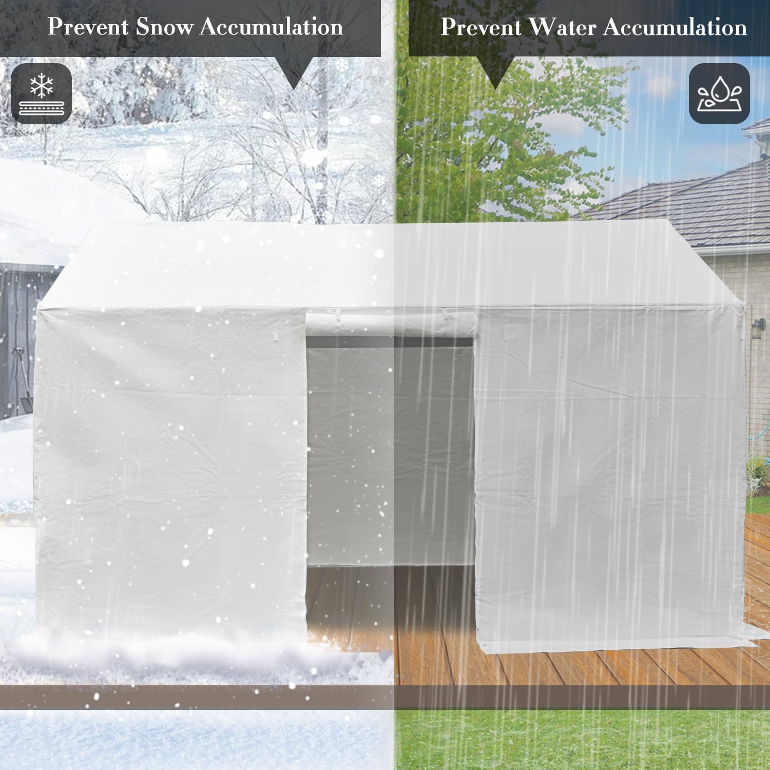Domi 12' x 14' Universal Winter Gazebo Cover, All Season Waterproof Enclosed Cover with Sidewalls & Ventilated Mesh Windows, All-Weather Outdoor Cover for Gable Roof Gazebos, White