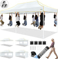 HOTEEL 10x20 Heavy Duty Pop Up Canopy Tent with 4 Sidewalls, Easy Setup Tent for Parties, Outdoor Commercial Instant Gazebo for Wedding Event, with Roller Bag & Sand Bags, White(Hexagonal Frame)