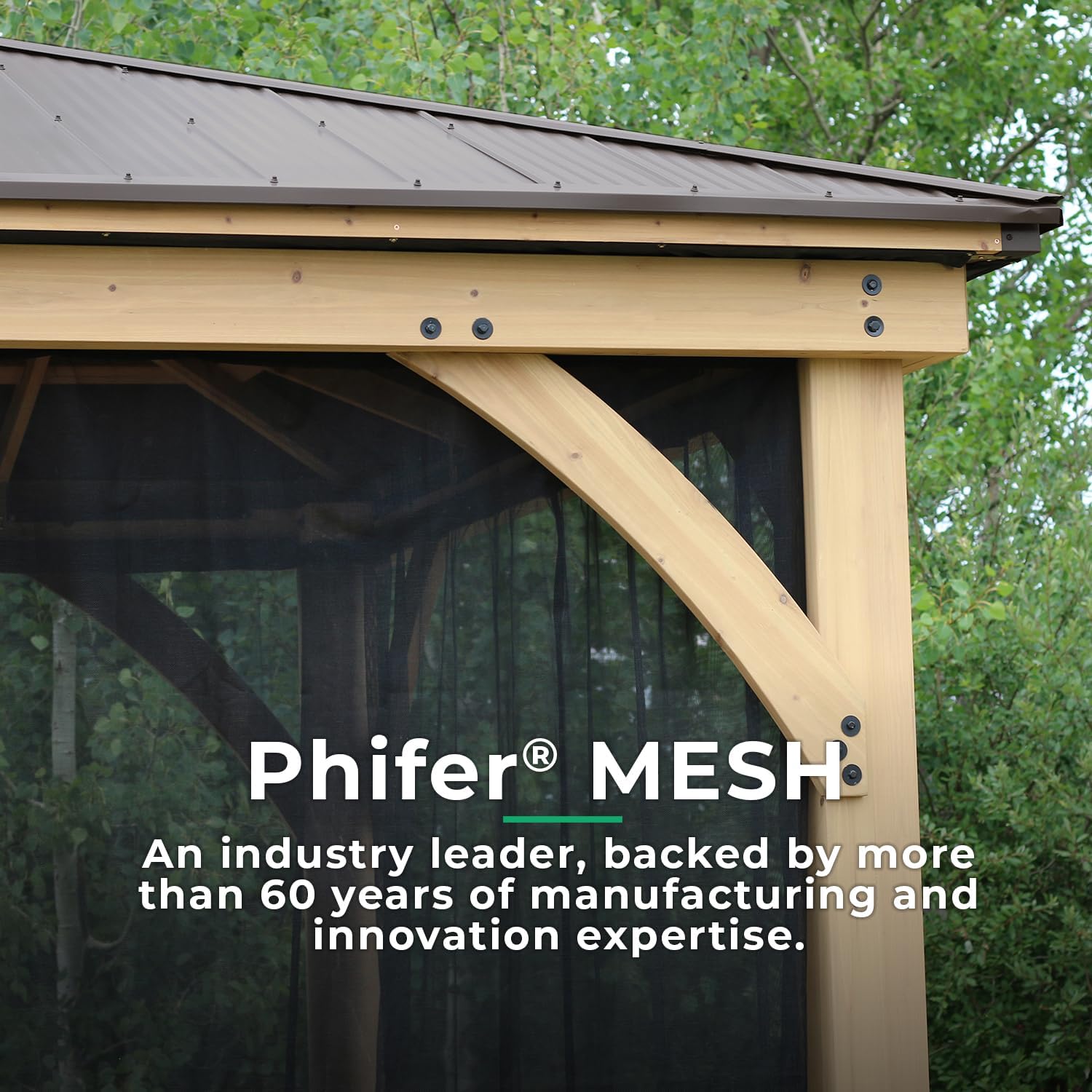 Yardistry 11 x 13 Meridian Gazebo Mesh Kit with 4 Mesh Panels, fits 11x13 Meridian Gazebo, Black