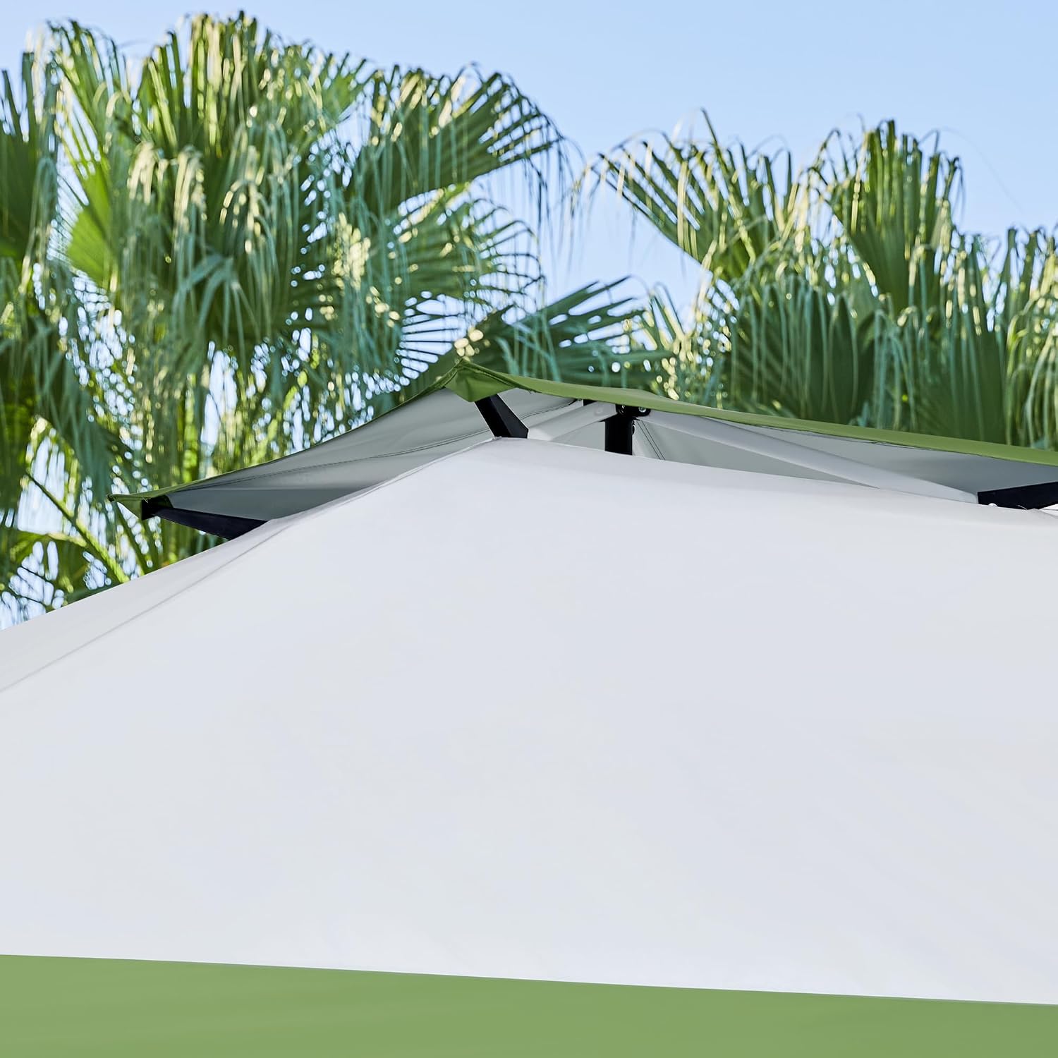 Yaheetech 13x13 Pop Up Canopy Tent, Straight Leg Easy Single Person Set-up Folding Shelter w/Extending Eaves w/Rolling Storage Bag & Sandbags for Garden, Patio, Lawn, Backyard, Deck, Light Gray/Green