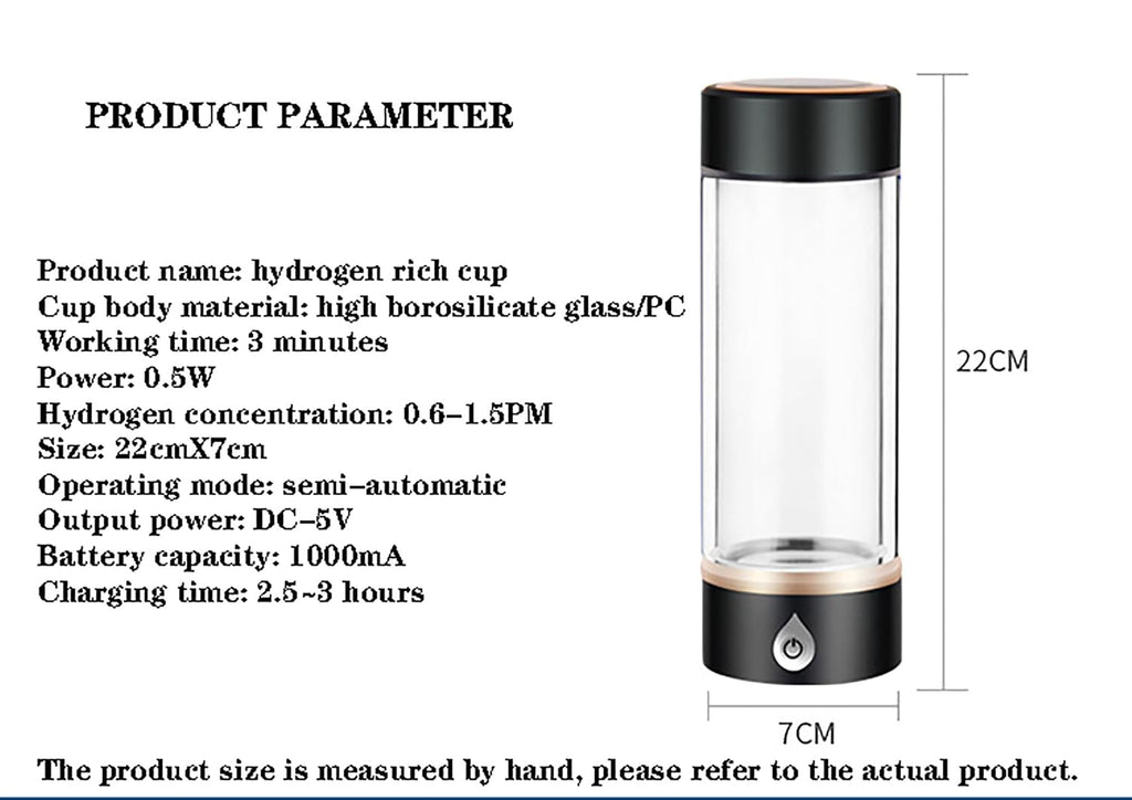 Hydrogen-Rich Generator, 3 Mins Portable USB Rechargeable Ionized Water Generator, Ozone and Chlorine Release, for Health Preserving(Color:Silver)