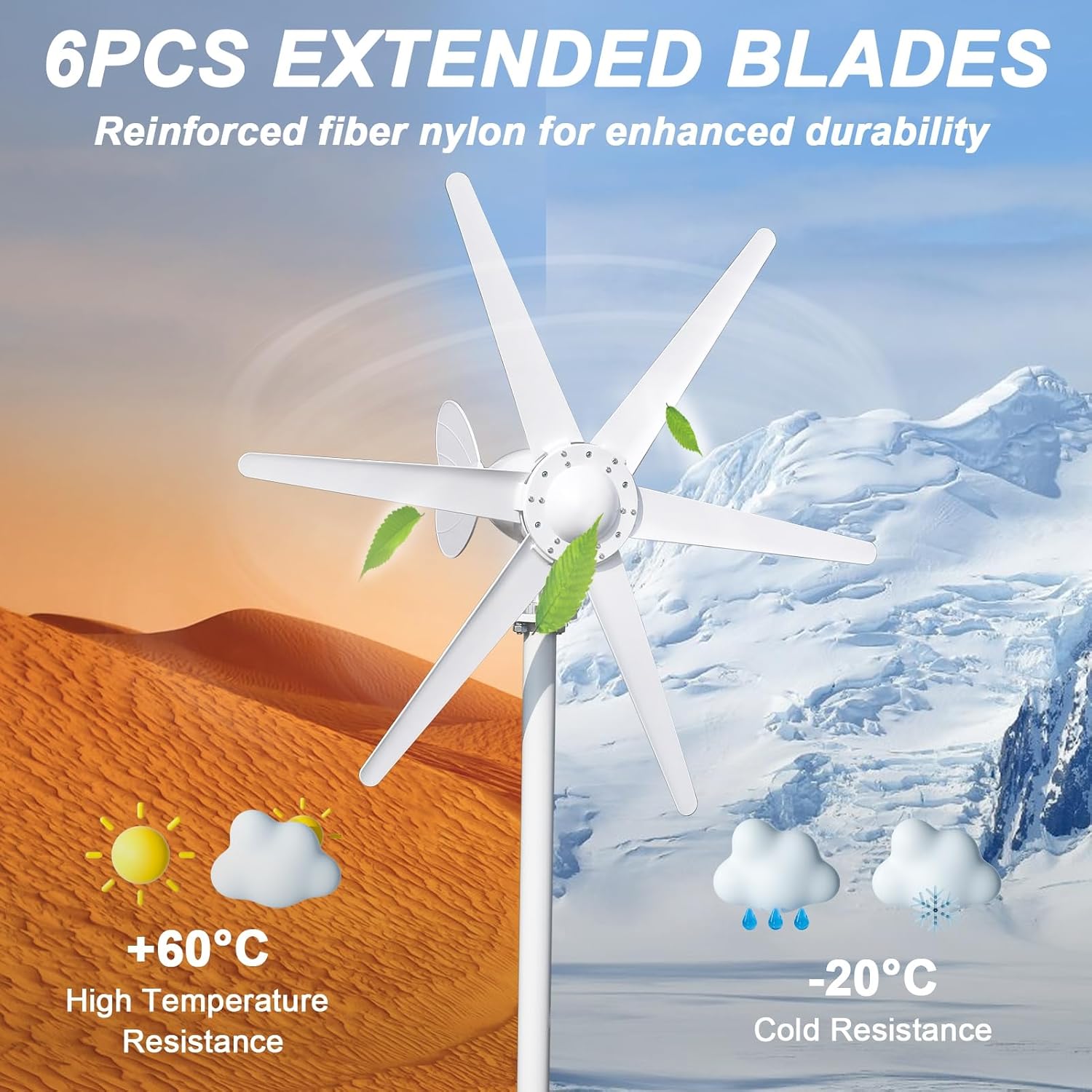 hatleues Wind Generators for Home Use 800W 24V Windmill Generator Kit with 6-Blade Wind Turbines Generator Kit, Electromagnetic Electricity Producer Equipment,Suit for RV, Home White
