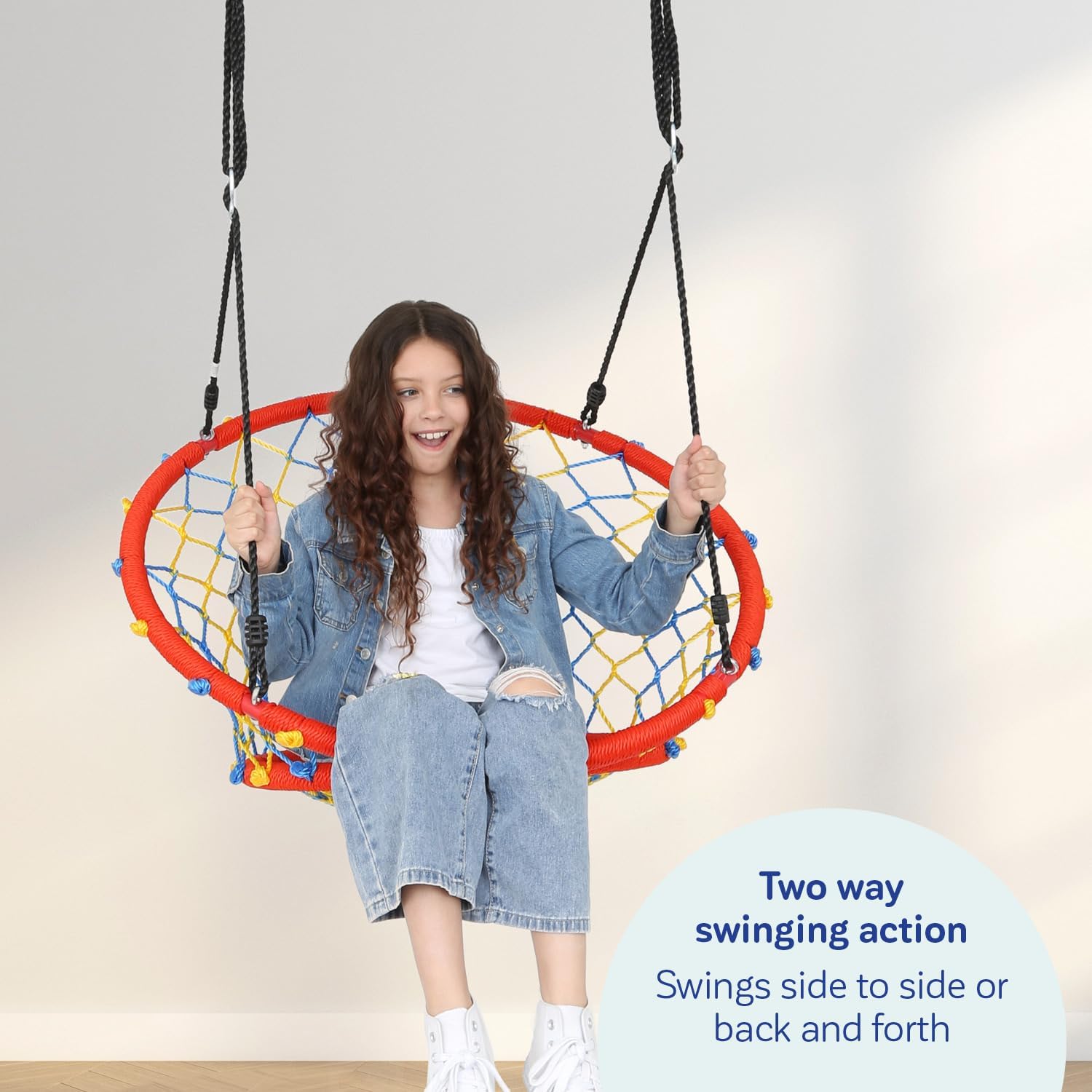 Fun and Function - Web Chair Swing - Indoor/Outdoor Swing for Kids - Hanging Spider Net Swing Chair - Web Swing for Tree, Playground, Ceiling or Frame - Up to 220 lbs
