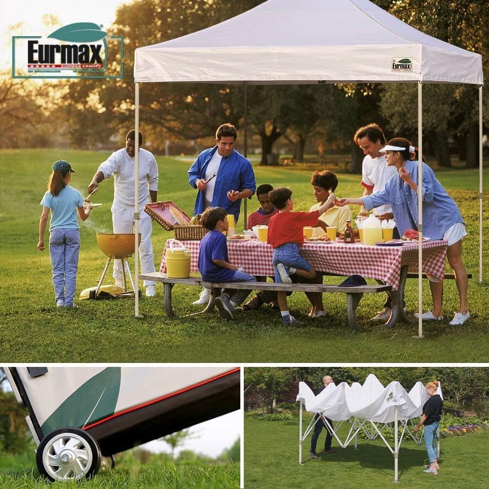 Eurmax USA Pro 10x20 Pop Up Canopy Wedding Party Tent Instant Outdoor Gazebo Pavilion Canopies BBQ Cater Events Aluminum Frame Commercial Grade Bonus Roller Bag (Blue)
