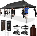 COBIZI Heavy Duty 10x30 pop up Canopy, Commercial10x30 Party Tent for Parties Waterproof Gazebos with 8 Sidewalls, All Season Wind & Waterproof UPF50+,Stable Thickened Frame, Black