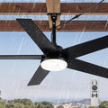 48 Inch Waterproof Outdoor Ceiling Fans with Lights Gazebo Fan for Outside DC Motor 6-Speed Reversible Timer 3 Color Dimmable LED Light Plug-in Ceiling Fan Outdoor Hanging for Patios Porch (32-Black)