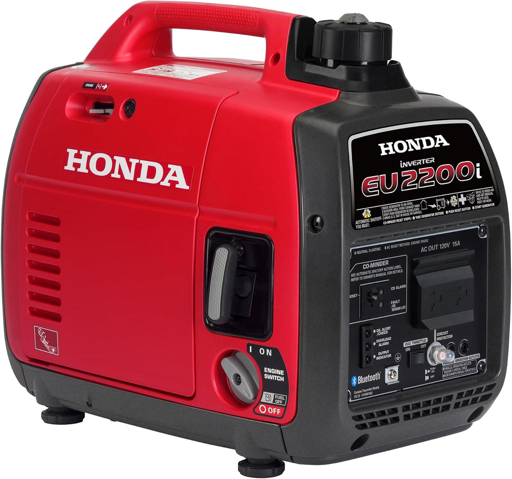 Honda EU2200i 2200 Watt Inverter Generator, Super Quiet 120V Gas Powered Portable Generator for Camping or Home Backup Power Supply, Up to 8.1 Hour Run Time (EU2200ITAG)