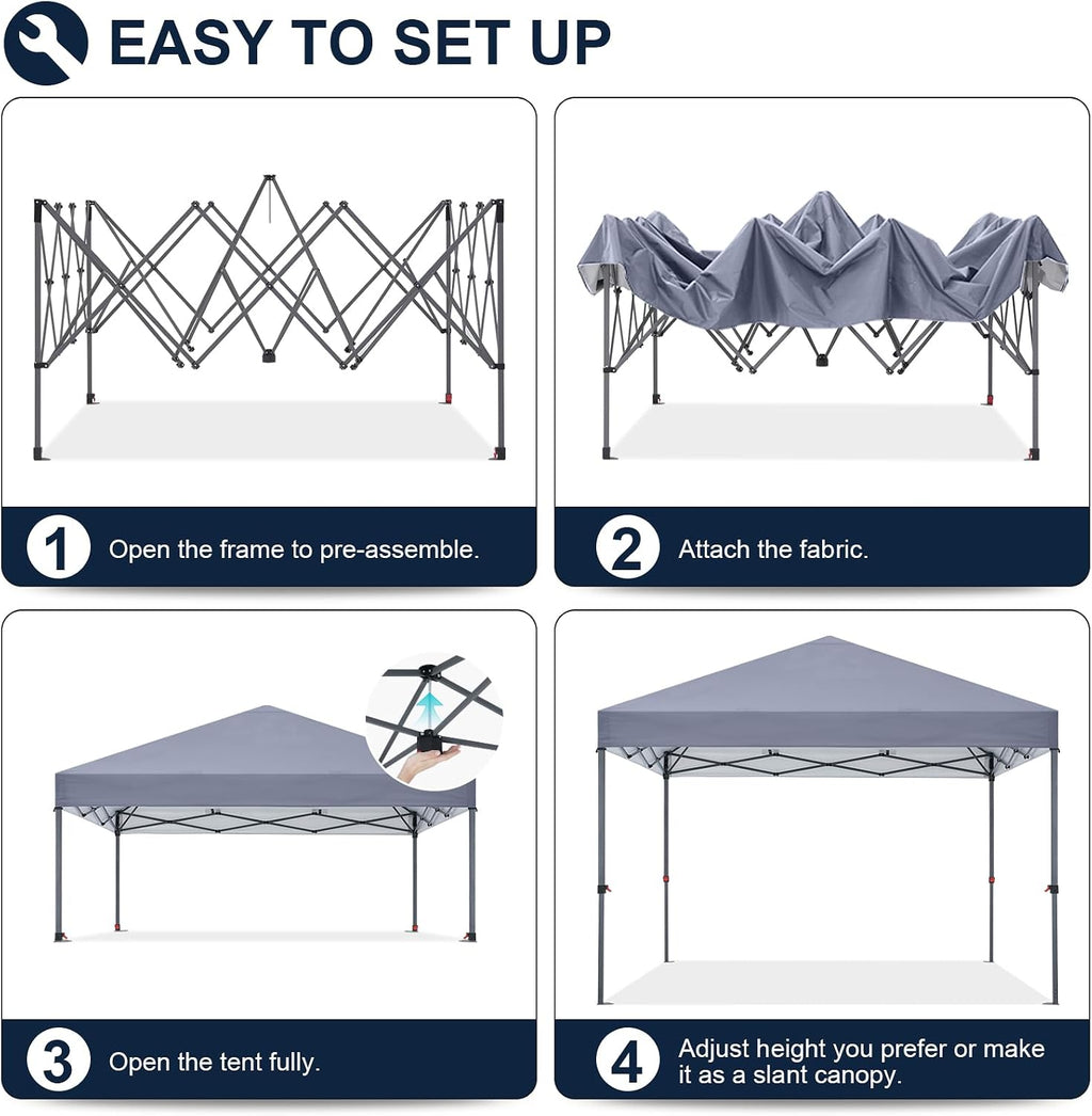 COOSHADE Easy Pop Up Tent 8x8Ft(Grey)