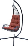 Cushioned Rattan Wicker Hanging Chair with Stand