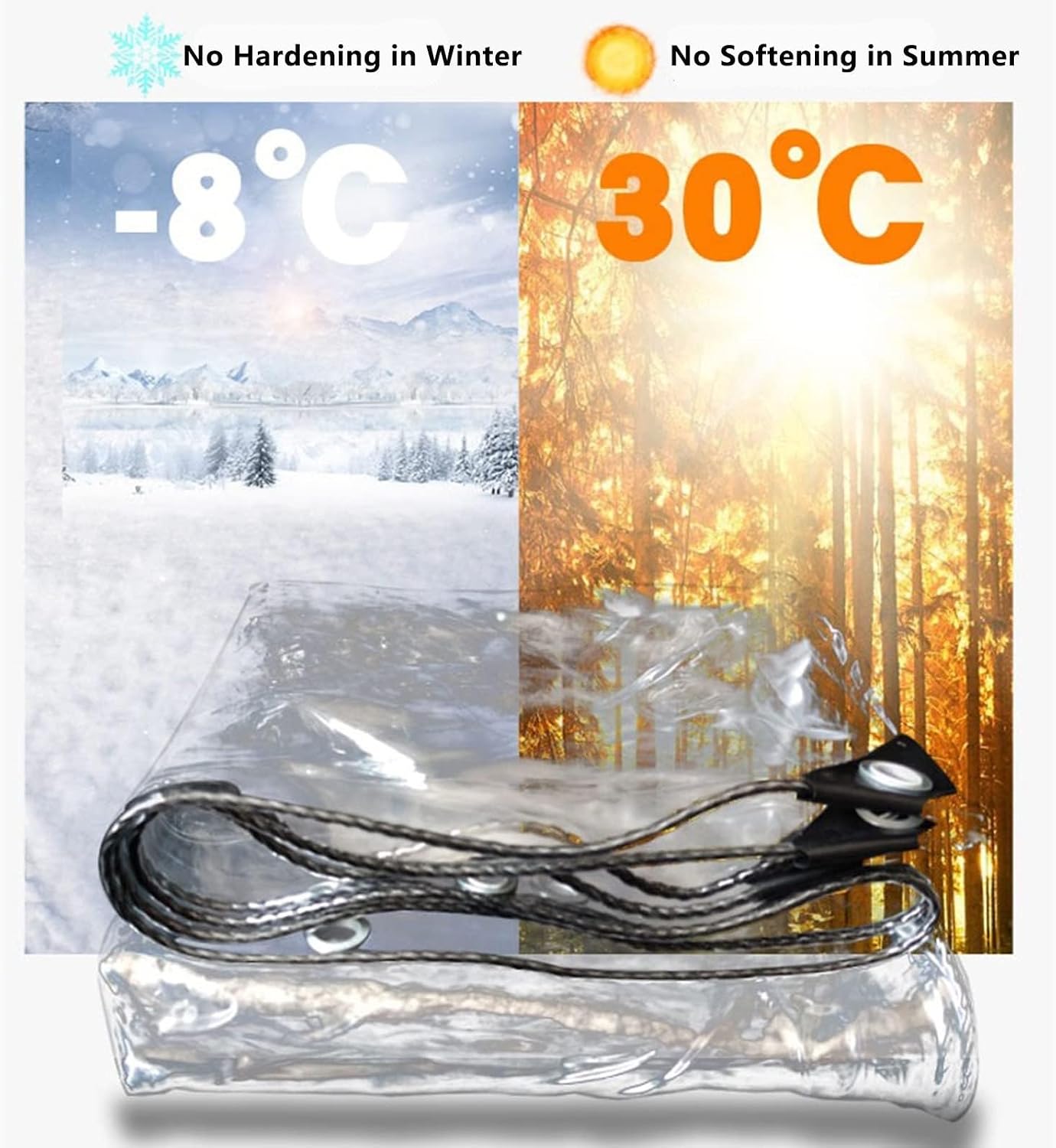 Clear Tarps with Grommets, PVC Plastic Tarpaulin Sheet Cover Panel, Transparent Tarp Curtains Vinyl Enclosure Panels for Patio, Porch, Pavilion, Henhouse Rainproof Covering(9x12ft/2.8x3.7m)