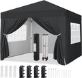 Yaheetech 10x10 Pop Up Canopy with 4 Removable Sidewalls, Portable Enclosed Instant Tent, Waterproof Outdoor Tent, Beach Sun Shelter with 4 Sandbags, 12 Stakes & 4 Ropes, Black