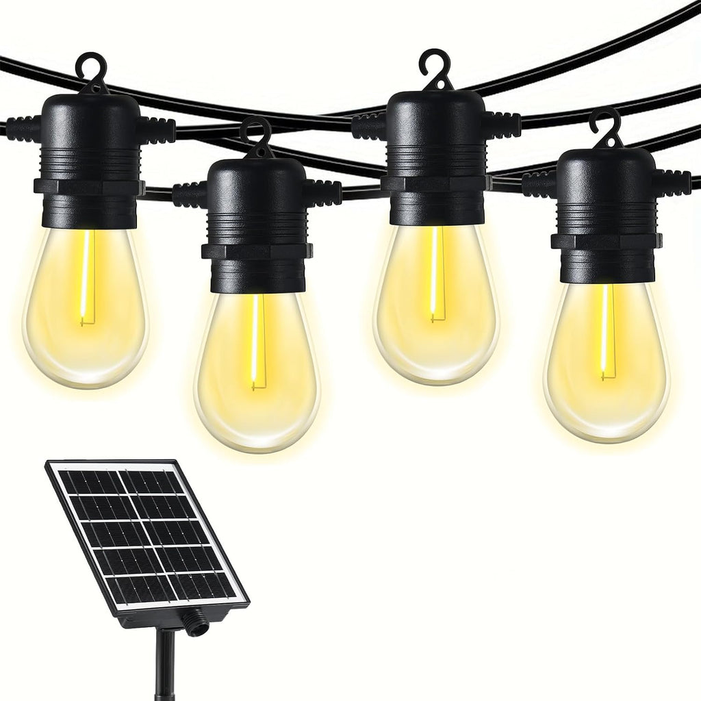 Aoxun 72FT LED Outdoor String Lights with 26 Edison Shatterproof Bulbs(2 Spare), Waterproof Hanging Lights for Gazebo, Porch, Deck, Garden, Backyard