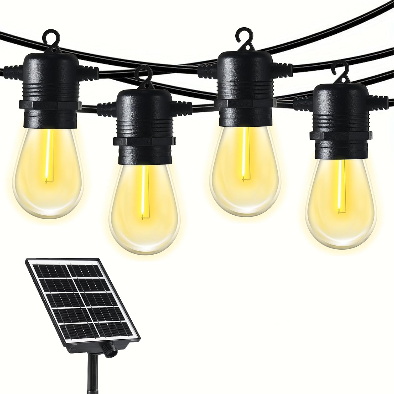 Aoxun 72FT LED Outdoor String Lights with 26 Edison Shatterproof Bulbs(2 Spare), Waterproof Hanging Lights for Gazebo, Porch, Deck, Garden, Backyard