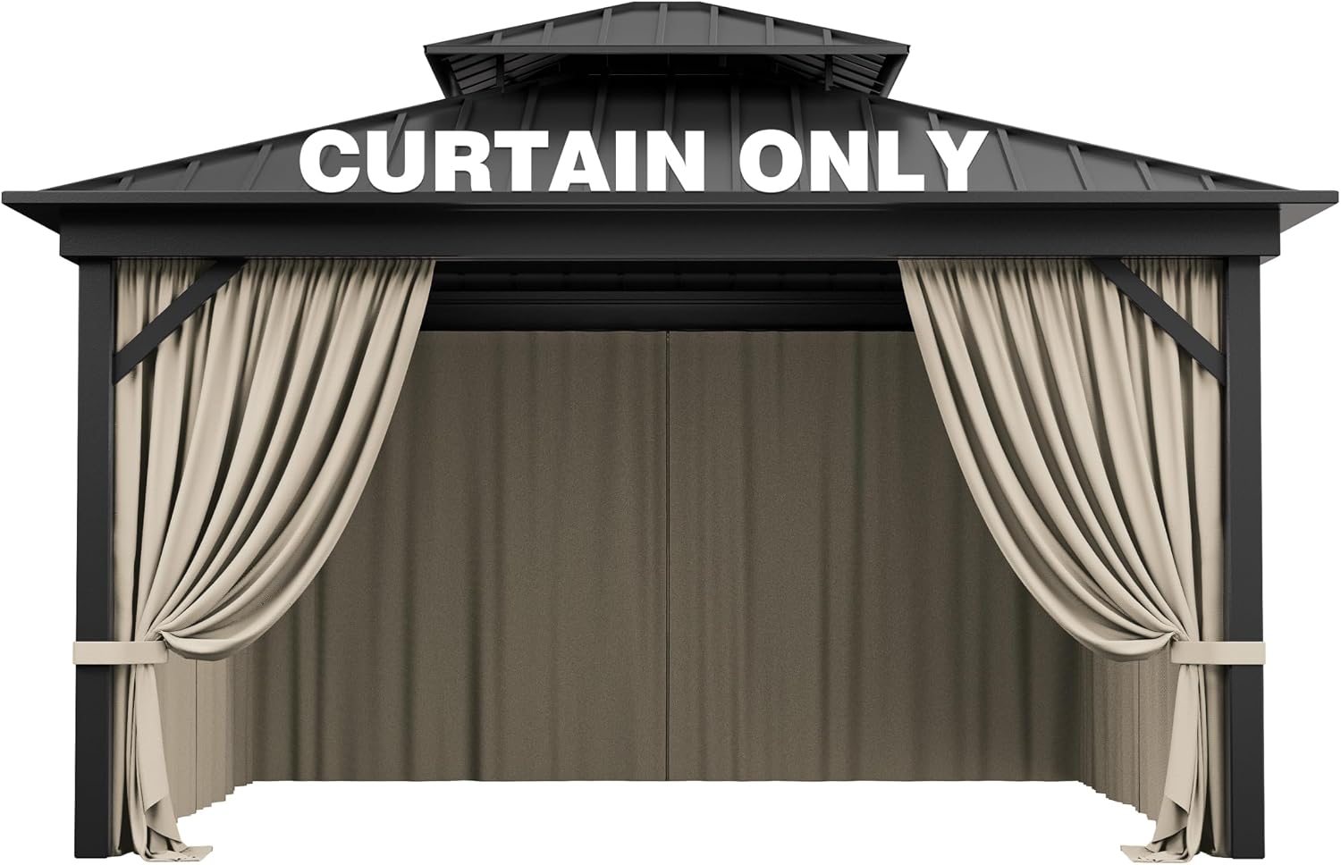 Outdoor Gazebo Curtain Replacement Universal 4-Panel Sidewalls 12' X 12',Outdoor Patio Waterproof Privacy Curtain with Double Zipper for Patio,Garden, and Backyard (Curtain Only)