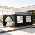 Party Tent for Outdoor Wedding, Birthday, Event, Patio Gazebo, Carport Canopy Shade With Removable Sidewalls & Transparent Window (10'x20'/6 Sidewalls Black)