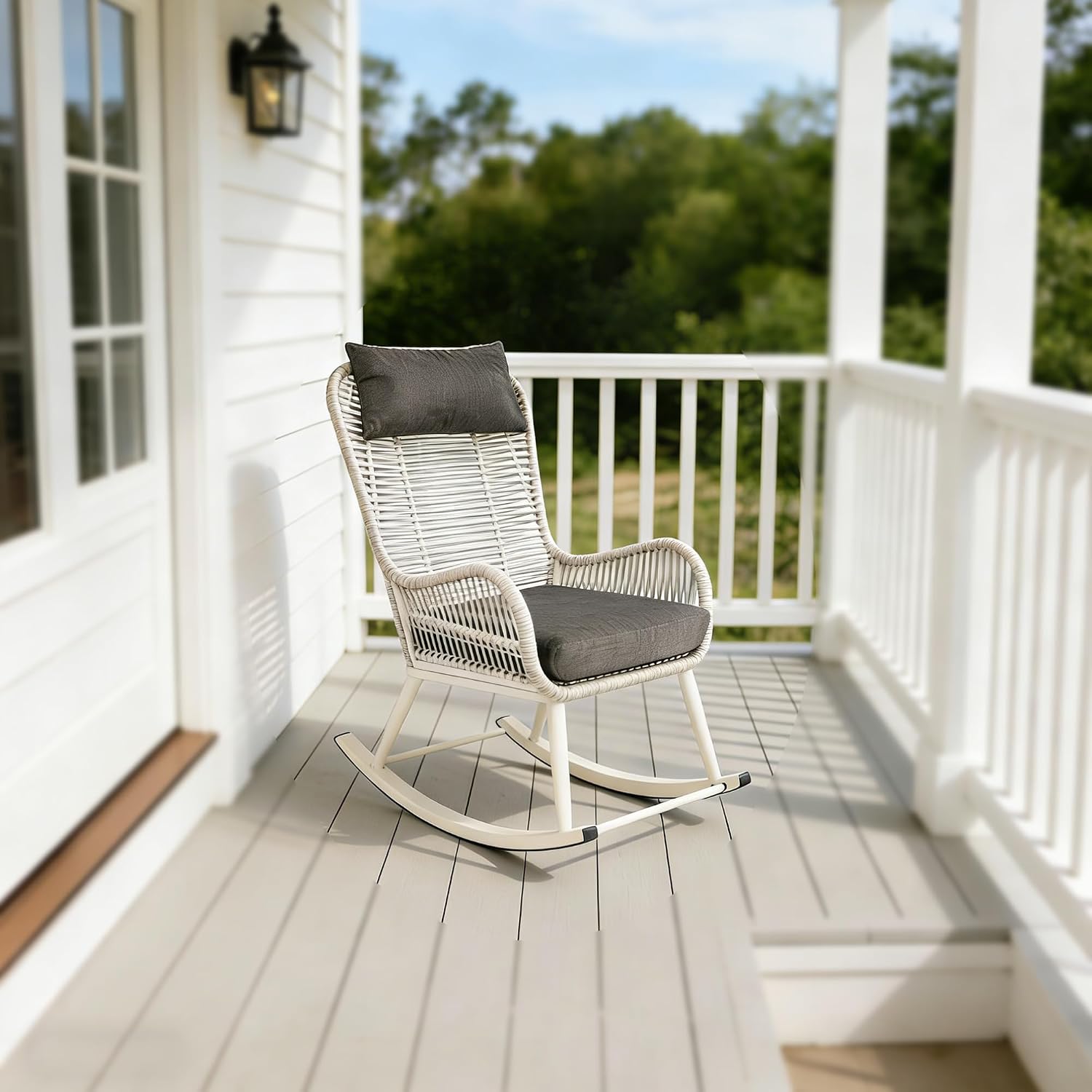 Rocking Chair, Indoor & Outdoor, Rocker Recliner Chair for Front Porch, Garden, Patio, Backyard (61611415)
