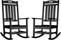 Outdoor Rocking Chair Set of 2, All-Weather Resistant Poly Lumber Rocker Chair Outdoor, High Back Plastic Patio Rocking Chairs for Outside Porch Rocker Garden Lawn, Black