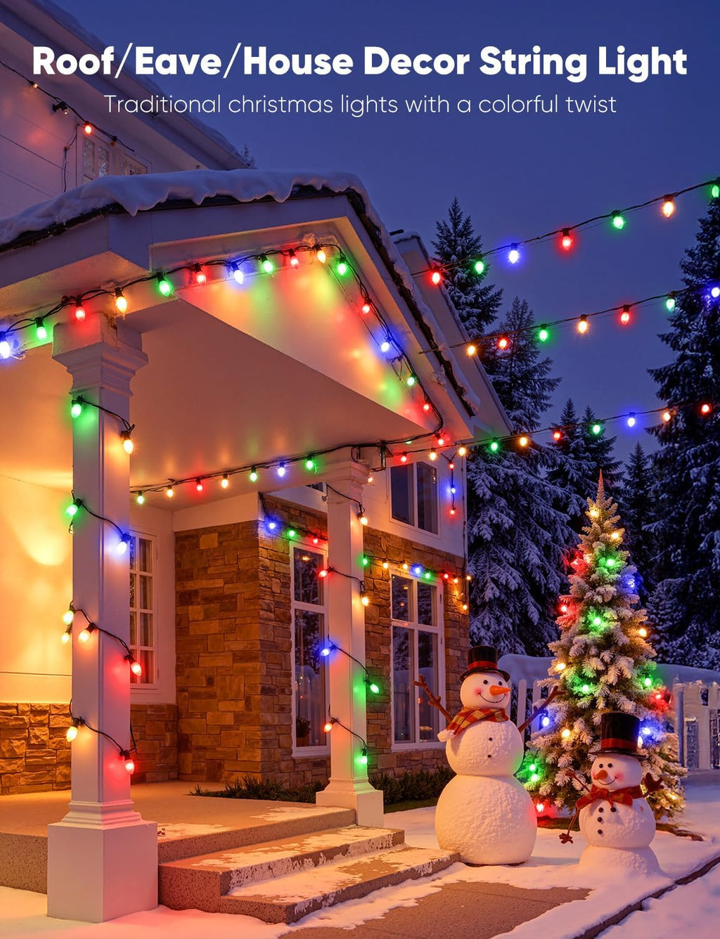 Vintage C9 LED Christmas Lights Outdoor, 150 Feet C9 String Light with 150 Shatterproof Bulbs, Waterproof Connectable Commercial Christmas Tree Lights for Outside Roofline Patio Decor, Multicolor