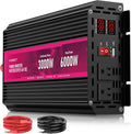 3000W Power Inverter 12V DC to 110V/120V AC, 6000W Peak Car Inverter with 2 AC Outlets, 2.4A USB Port & LCD Display, Portable Backup Power Converter for RV, Truck, Camping, Outdoor & Emergency