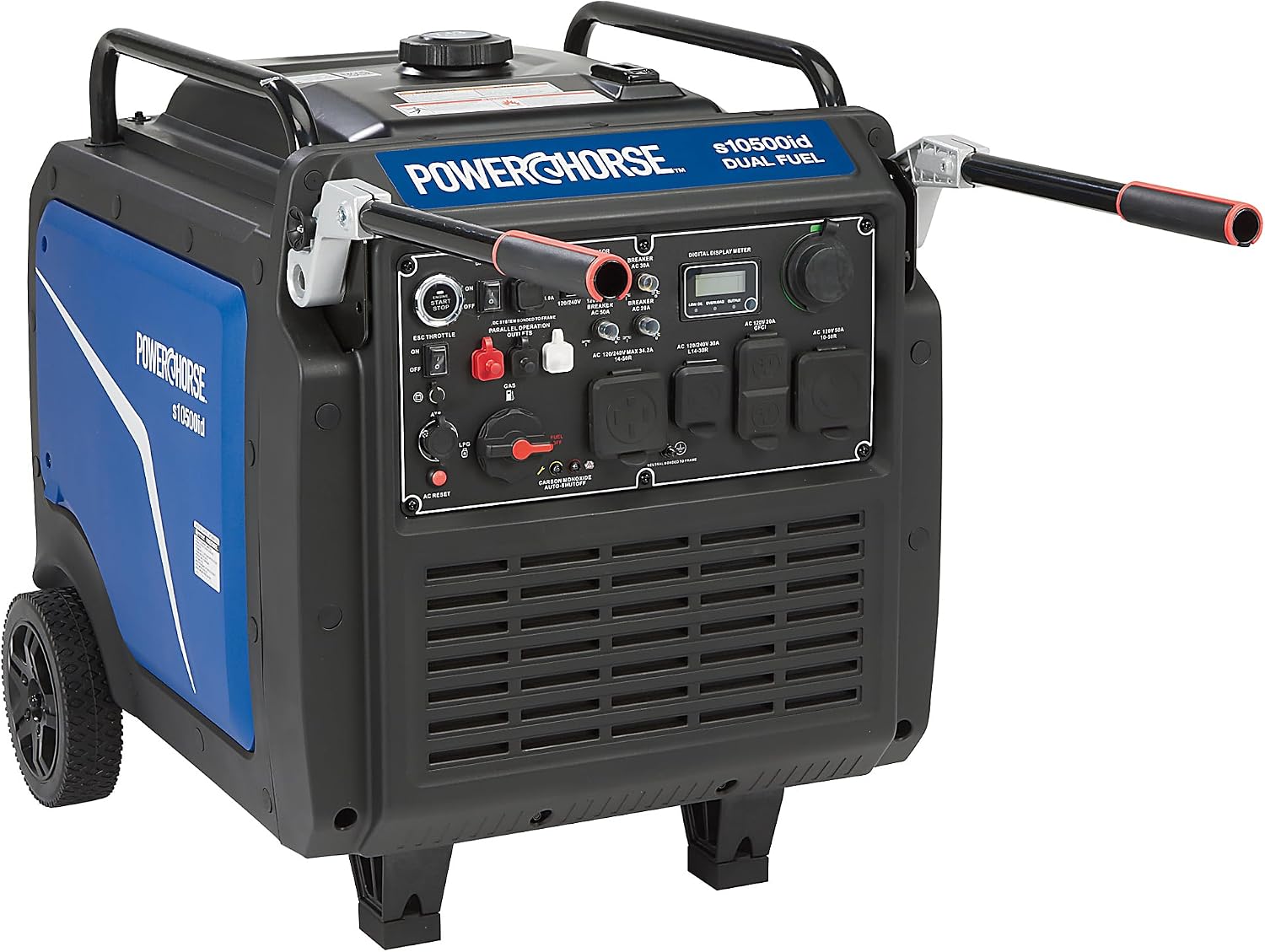 Powerhorse Inverter Generator, 10,500 Surge Watts, 8300 Rated Watts, 120/240V, Dual Fuel, CO Shutdown, Quiet Run 62dB